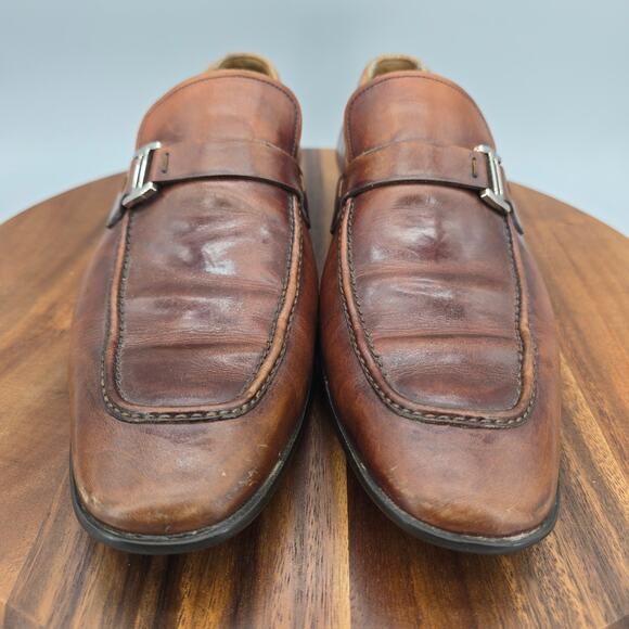 Magnanni Mens Brown Moc Toe Slip-On Casual Loafer Shoes Size 9.5M New Without Bo Magnanni for Neiman Marcus Size 9.5 M Brown Buckle Loafers  main image 4